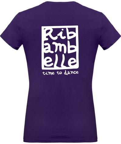 T-shirt femme col v Ribambelle violet-blanc
