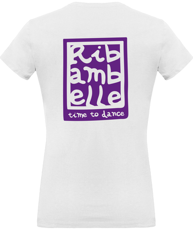 T-shirt femme col v Ribambelle blanc-violet