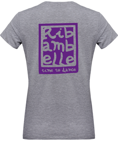 T-shirt femme col v Ribambelle gris-violet