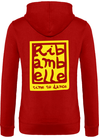 Sweat femme à capuche Ribambelle rouge