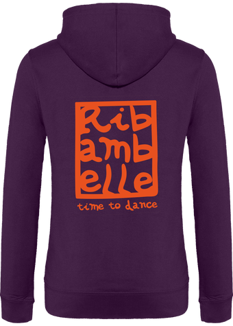 Sweat femme à capuche Ribambelle violet-rouge