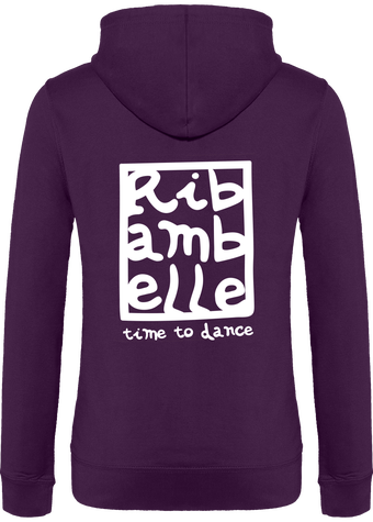 Sweat femme à capuche Ribambelle violet-blanc