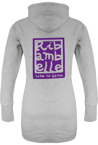 Sweat-robe femme à capuche gris-violet