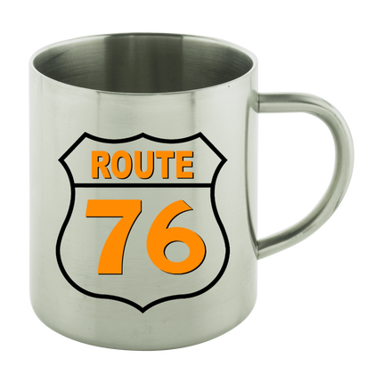 Mug métal Route 76 + Support .