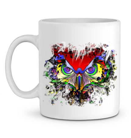 Mug  illustration hiboux arc-en-ciel