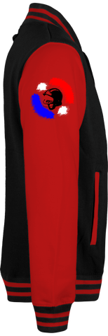 Veste noire et rouge