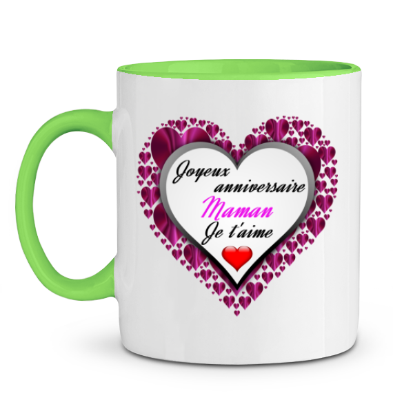 Mug Tasse Joyeux Anniversaire Maman Coeur Violet